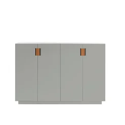 Armoire Frame 160 High , light grey, portes pliantes, 42 cm, cognac
