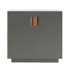 Armoire Frame 80 Low, taupe, cuir cognac, 42cm
