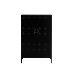 Armoire Francis, noir, cuir noir