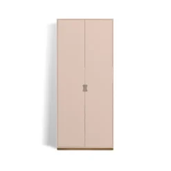 Armoire haute Snö F, Rose, base en chêne, dj.30 cm