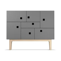 Armoire Peep C1, slate grey, chêne pigmenté blanc