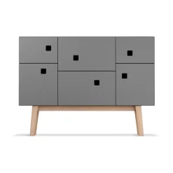 Armoire Peep C2, slate grey, retro, pieds en chêne