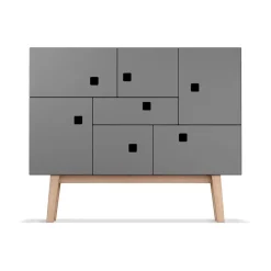 Armoire Peep C1, slate grey, retro, structure en chêne