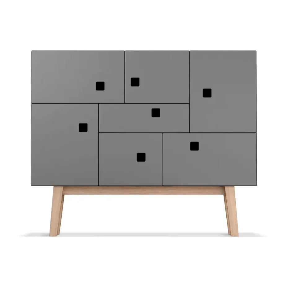 Armoire Peep C1, slate grey, retro, structure en chêne