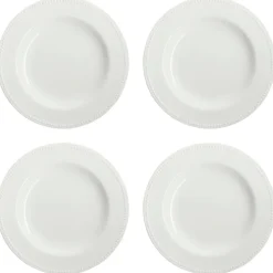 Assiette Dots 28cm Lot de 4, Blanc cassé