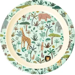 Assiette pour enfant Rice Jungle animals, Green-multi