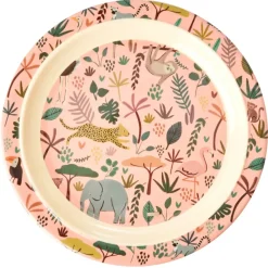 Assiette pour enfant Rice Jungle animals, Coral-multi