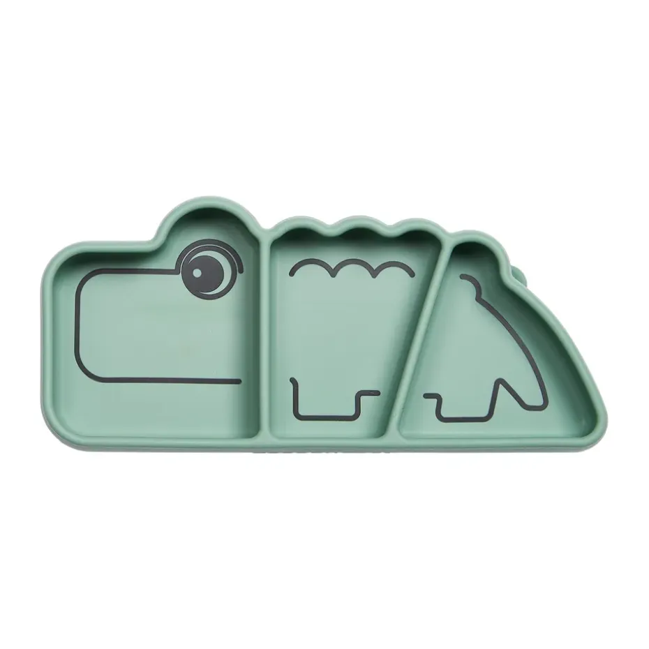 Assiette pour enfants Croco Stick&Stay 9x21 cm, Vert