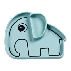 Assiette pour enfants Elphee Stick&Stay 17x20 cm, Bleu