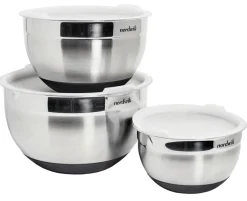 Bacs avec couvercles Premium 3 pièces, Acier inoxydable