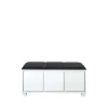 Banc 6, cuir noir, structure blanche