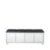 Banc 6, cuir noir, structure blanche