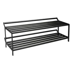 Banc avec rangement chaussures Tamburin 100cm, Chêne peint noir-noir