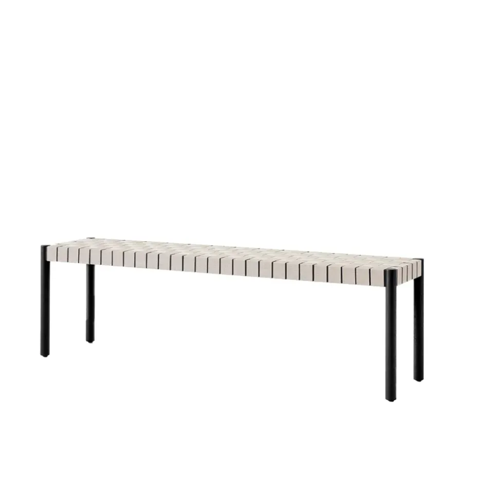 Banc Betty TK5, Black, assise en ruban de lin tressé naturel