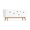 Banc multimédia Peep M2, blanc, retro, structure en chêne
