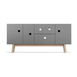 Banc multimédia Peep M2, slate grey, retro, structure en chêne