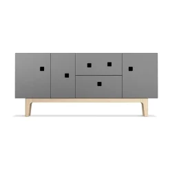 Banc multimédia Peep M2, slate grey, chêne pigmenté blanc