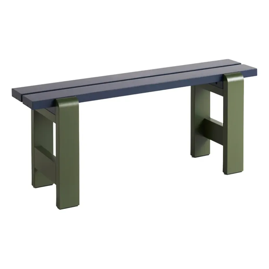 Banc Weekday Duo 111x23 cm pin laqué, Steel blue-olive