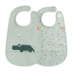 Bavoir Croco avec velcro, lot de 2, Vert