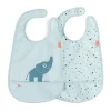 Bavoir Elphee avec velcro, lot de 2, Bleu