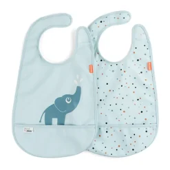 Bavoir Elphee avec velcro, lot de 2, Bleu