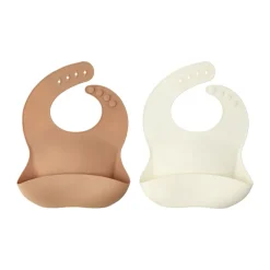 Bavoir en silicone Silly, 2 pièces’, Vanille-noisette