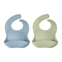 Bavoir en silicone Silly, 2 pièces’, Vert-bleu