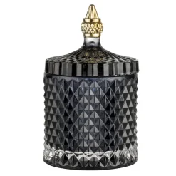 Bocal avec couvercle Miya Ø10,5cm, Gris foncé/noir