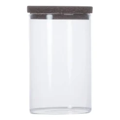 Bocal de rangement avec couvercle en liège Nature, Transparent-marron foncé
