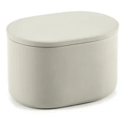 Bocal de stockage ovale avec couvercle Cose haut 6,5x10,2 cm, Beige