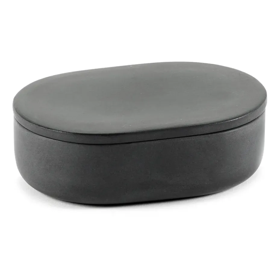 Bocal de stockage ovale avec couvercle Cose S 3,3x10,2 cm, Gris foncé