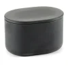 Bocal de stockage ovale avec couvercle Cose haut 6,5x10,2 cm, Gris foncé
