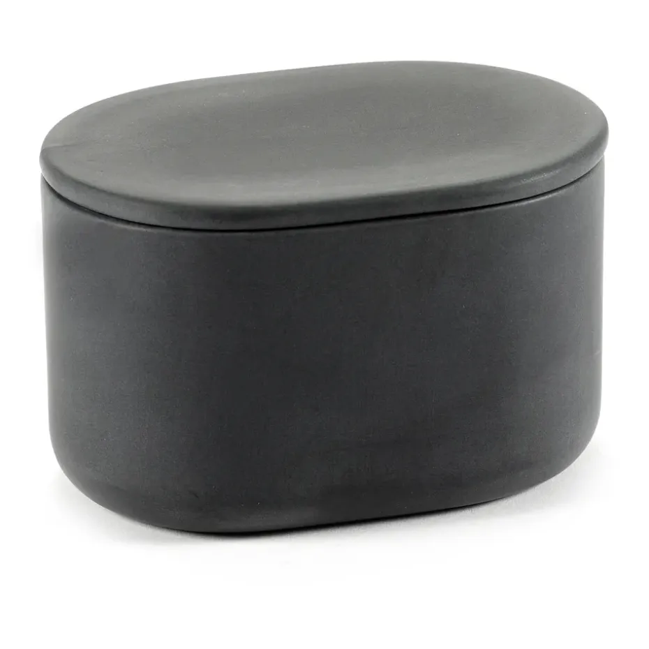 Bocal de stockage ovale avec couvercle Cose haut 6,5x10,2 cm, Gris foncé
