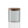 Bocal en verre avec couvercle en bois Raw fumé, petit