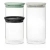 Bocaux en verre Brabantia lot de 3, Noir-gris-vert