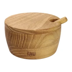 Bol à sel Raw avec cuillère et couvercle, Teck