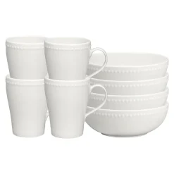 Bol Dots 60cl Lot de 4, Blanc cassé