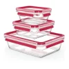 Boîte à lunch en verre MasterSeal, lot de 3, Rouge