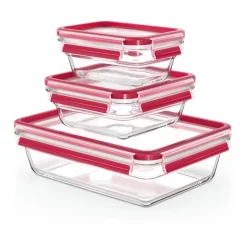 Boîte à lunch en verre MasterSeal, lot de 3, Rouge