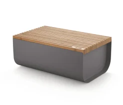 Boîte à pain Mattina 34 cm, Gris foncé-bambou