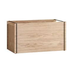 Boîte de rangement en chêne 33x60 cm, Bois, noir