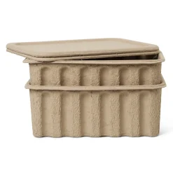 Boîte de rangement Ferm papier avec couvercle Lot de 2, Marron