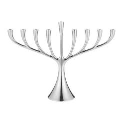 Bougeoir à neuf branches Cobra Menorah, Acier inoxydable