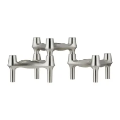 Bougeoir BMF STOFF, 3 pièces, Chrome brossé