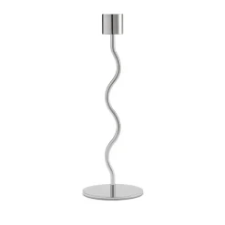 Bougeoir Curved 23 cm, Acier inoxydable