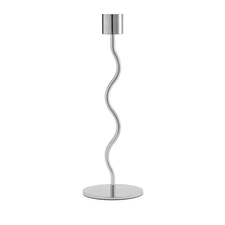 Bougeoir Curved 23 cm, Acier inoxydable