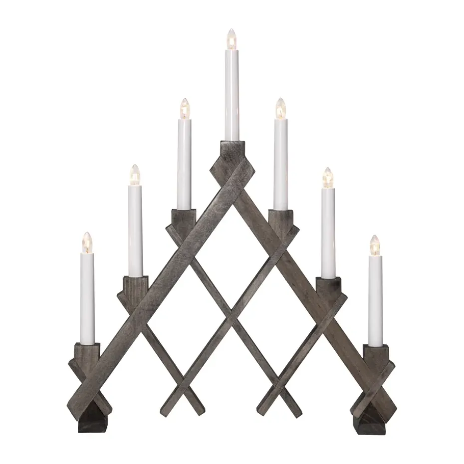 Bougeoir en bois Rut 7 43 cm, Marron