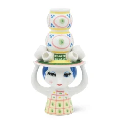 Bougeoir Lady with hat H16 cm, Rose