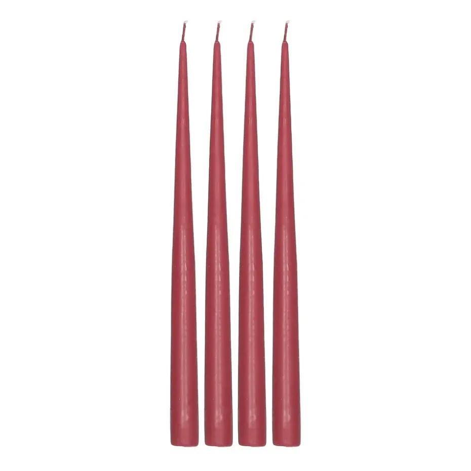 Bougie antique Atmosphere 32 cm, lot de 4, Rouge foncé