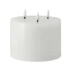 Bougie bloc LED 3 mèches 13 cm Bright Melt, Blanc